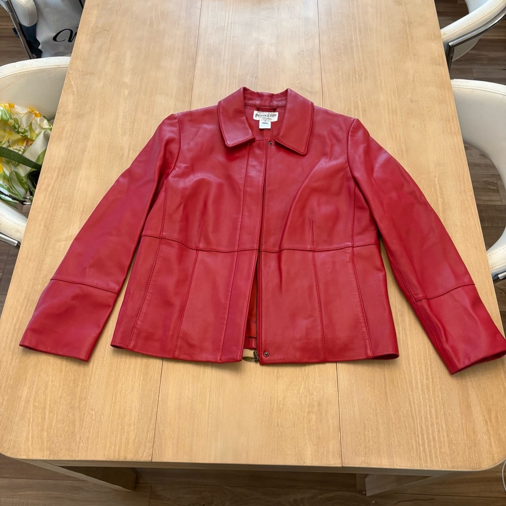 Vintage 1990s Pendleton Vibrant Red Leather Jacket